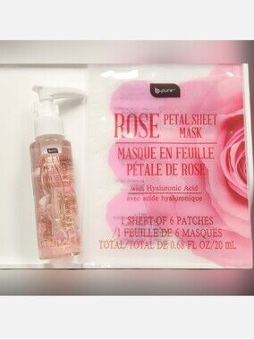 NWT B•PURE DUO: ROSE FACIAL CLEANSER + ROSE PETAL SHEET MASK SET!